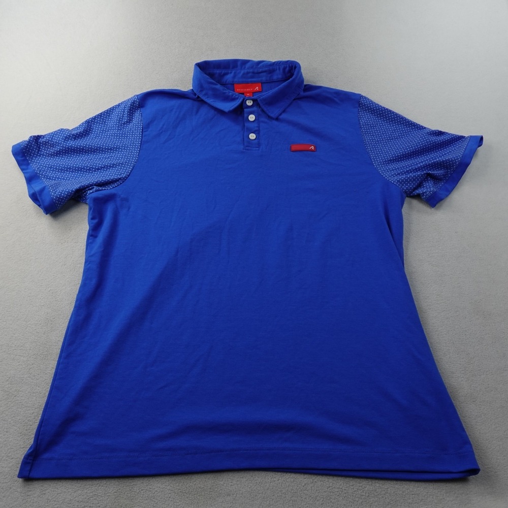Redvanly Golf Polo Shirt Mens XL Blue Geometric Performance Stretch Athletic